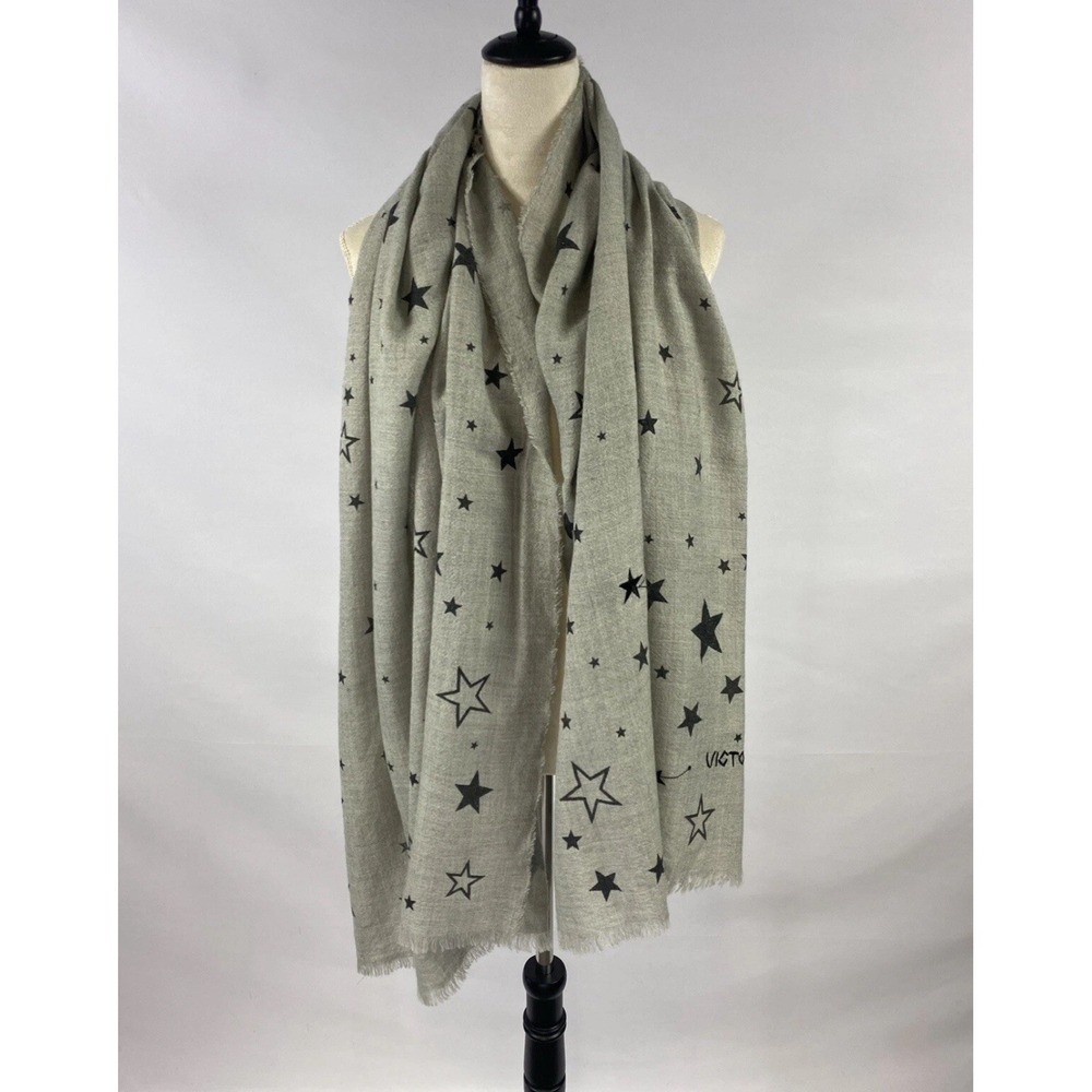 Victoria's Secret Winter Angels Collection Night Stars Gray Embroidered Scarf